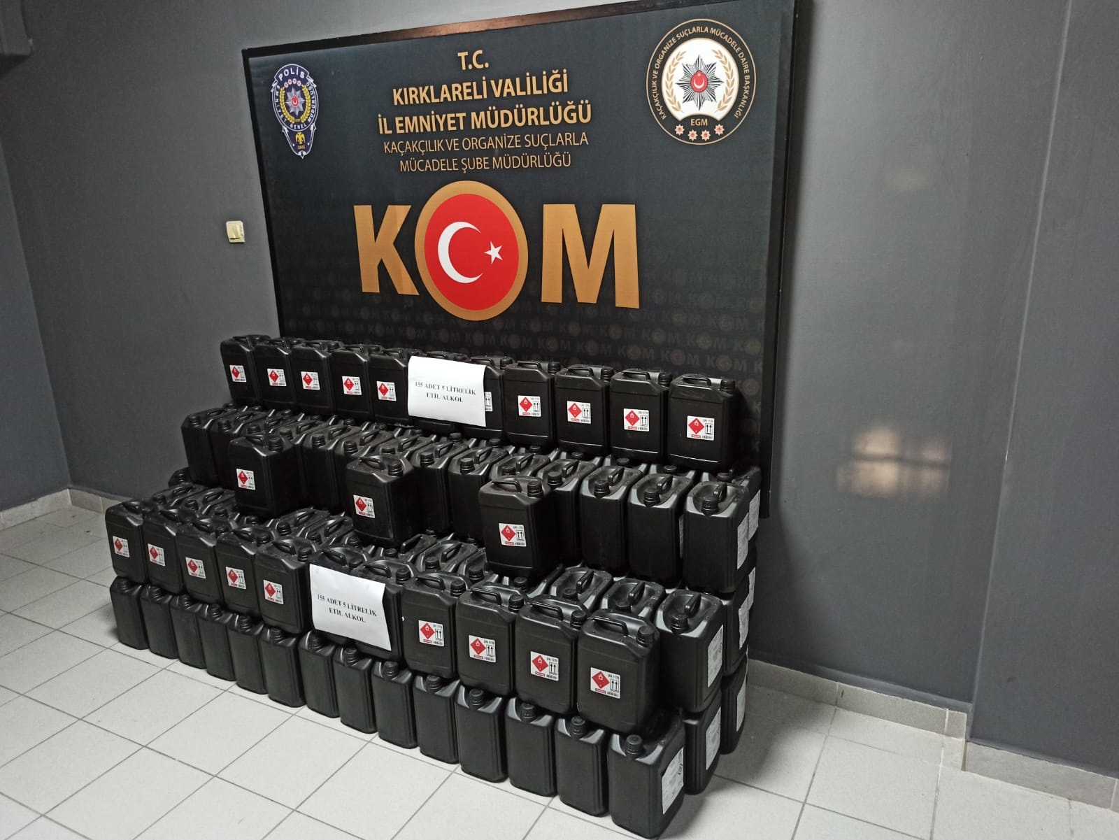 775 litre Etil Alkol ele geçirildi