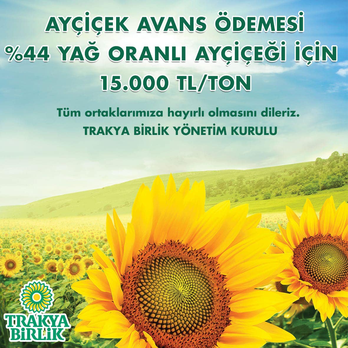 AYÇİÇEK 15 TL’DEN NAKİT ÖDEMEYLE ALINACAK.