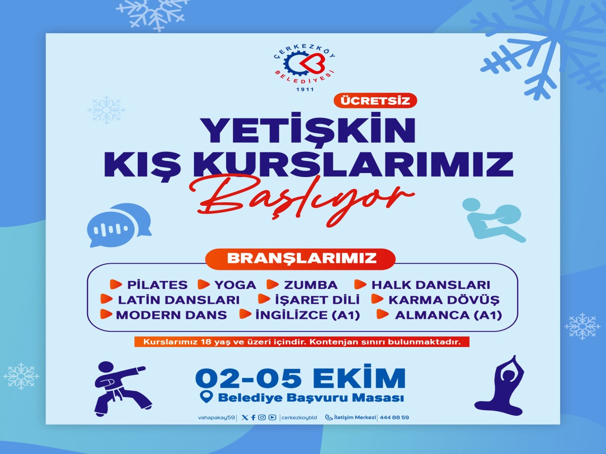 Çerkezköy Belediyesi Kış Spor Kursları Kayıtları Başladı