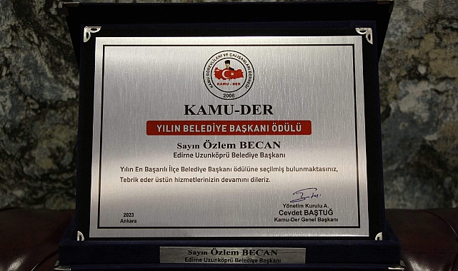 Trakya'nın Tek Kadın Belediye Başkanı Özlem Becan'a Prestijli Ödül