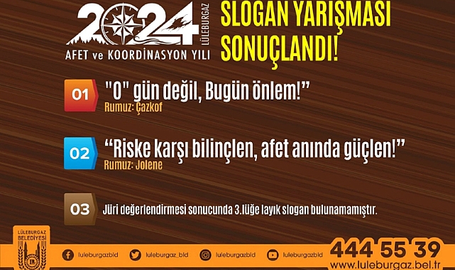 2024 Afet ve Koordinasyon Yılı Slogan Yarışması sonuçlandı!