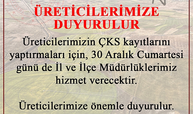 30 Aralık Cumartesi günü hizmet verilecek!