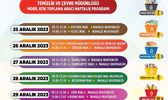 Atık Toplama Aracı Haftalık Programı