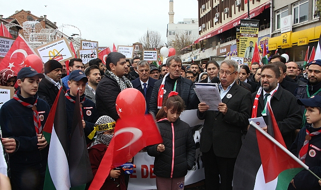 Edirne'de, Filistin'e destek yürüyüşü düzenlendi