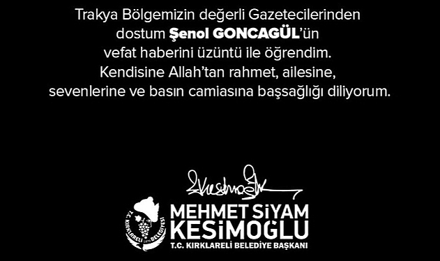 Kesimoğlu'ndan taziye mesajı