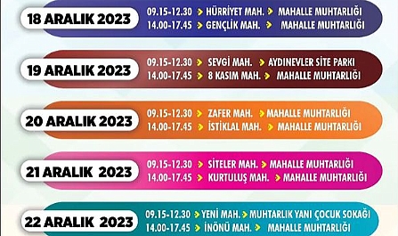 Mobil Atık Toplama Aracı Haftalık Programı