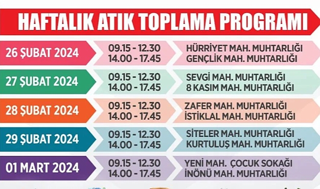 Atık Toplama Programı Yayınlandı