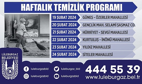 Haftalık Temizlik Programı Yayınlandı