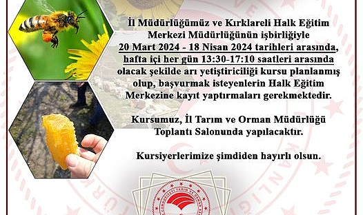 Kırklareli'nde Arı Yetiştiriciliği Kursu İçin Kayıtlar Başladı