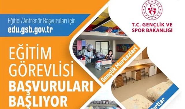 Gençlik ve Spor Bakanlığı Eğitim Faaliyetlerinde Görev Alacak Eğitim Görevlisi Başvuruları Başlıyor