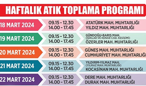 Lüleburgaz Belediyesi’nden Haftalık Atık Toplama Programı