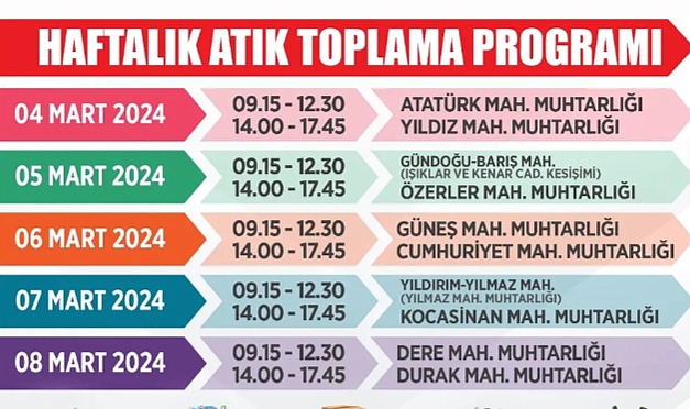 Lüleburgaz Belediyesi’nden Atık Toplama Programı: 4-8 Mart 2024