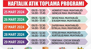 Lüleburgaz Belediyesi Haftalık Atık Toplama Programını Duyurdu