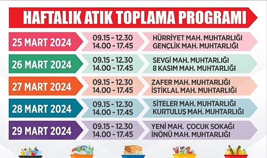 Lüleburgaz Belediyesi Haftalık Atık Toplama Programını Duyurdu