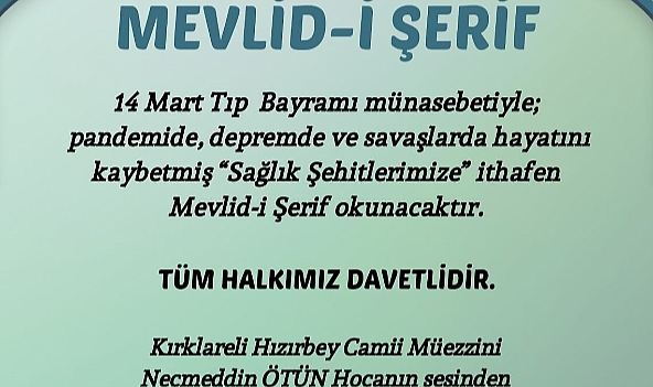 Kırklareli İl Sağlık Müdürlüğü, Tıp Bayramı'nda Sağlık Şehitlerini Anacak