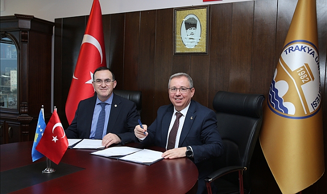 TRAKYA ÜNİVERSİTESİ VE KOSOVA, İŞ VE TEKNOLOJİ ÜNİVERSİTESİ ARASINDA İKİLİ İŞ BİRLİĞİ ANLAŞMASI İMZALANDI