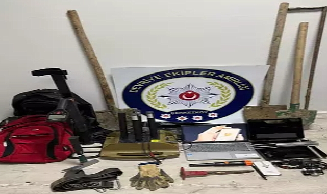 Çerkezköy'de kaçak kazı yapan 5 şüpheli yakalandı