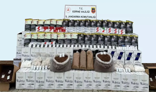 Edirne'de 1 milyon 735 bin makaron ve 107 kilo tütün ele geçirildi