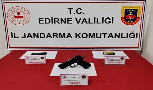 Edirne'de ruhsatsız tabanca ve mermi ele geçirildi