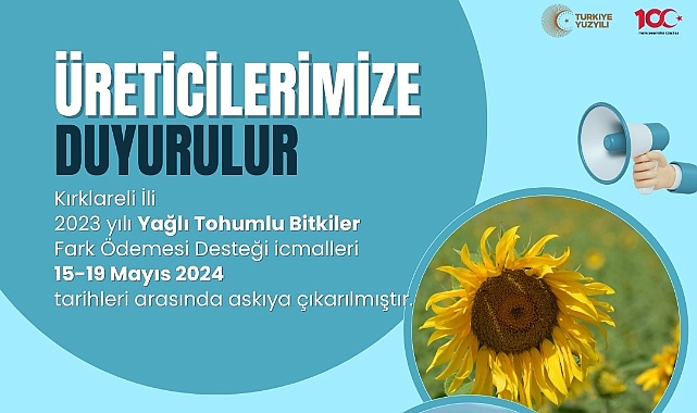 Kırklareli'nde Yağlı Tohumlu Bitkiler Fark Ödemesi Desteği Askıda