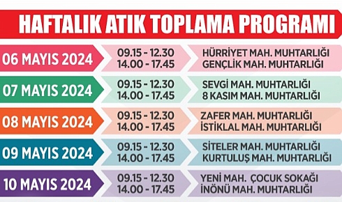 Mobil Atık Toplama Aracı Haftalık Programı