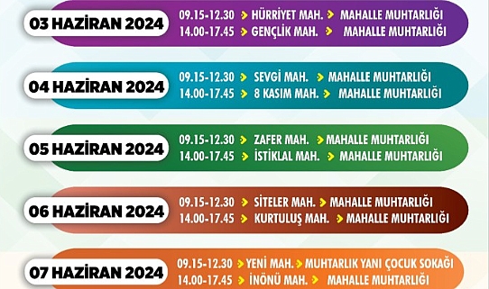 Mobil Atık Toplama Aracı Haftalık Programı