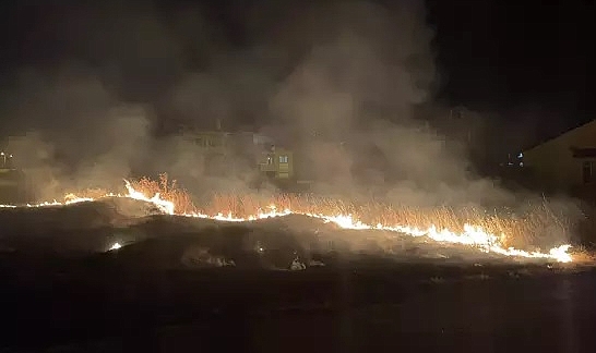 ÇOCUKLARIN ATTIĞI TORPİLDEN ÇIKAN OT YANGINI, EVLERE SIÇRAMADAN SÖNDÜRÜLDÜ