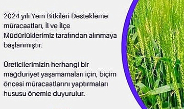 Yem Bitkileri Destekleme Müracaatları İçin Önemli Duyuru