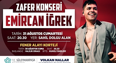 Zafer Bayramı Coşkusu Süleymanpaşalıları Emir Can İğrek Konserinde Buluşturacak