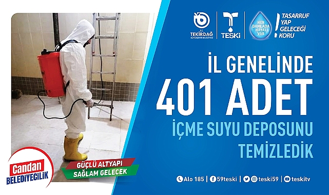 SAĞLIKLI SU TEMİNİ İÇİN DEPOLAR TEMİZLENEREK DEZENFEKTE EDİLİYOR