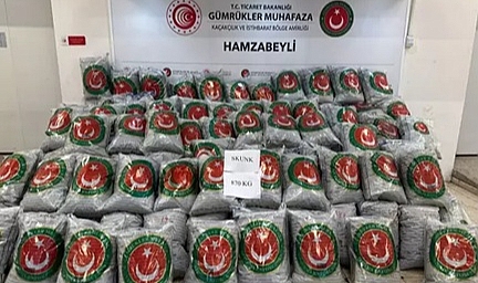 Hamzabeyli'den giriş yapan TIR'da 870 kilo skunk ele geçirildi