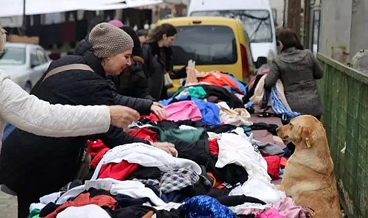 Sokak hayvanları için pazarda gönüllü satış yapıyorlar