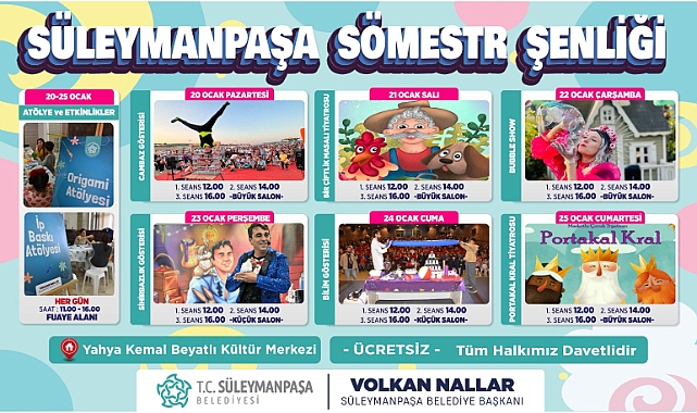 Süleymanpaşa Belediyesi’nden Çocuklara Özel Sömestr Şenliği
