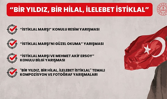 "12 MART İSTİKLAL MARŞI'NIN KABULÜ VE MEHMET AKİF ERSOY'U ANMA GÜNÜ" ETKİNLİKLERİ; "BİR YILDIZ, BİR HİLAL, İLELEBET İSTİKLAL" TEMASIYLA DÜZENLENECEK