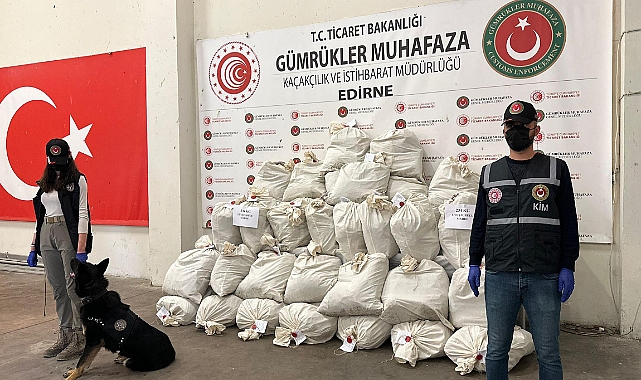 Kapıkule'de otobüsteki 234 kilo esrarı, narkotik köpeği Turbo buldu
