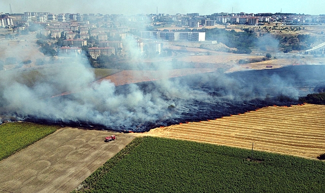 Edirne’de tarım arazisinde çıkan yangın yerleşim yerine sıçramadan söndürüldü