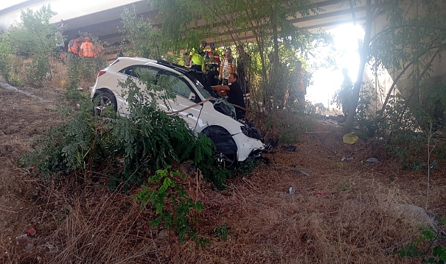 Otoyolda üst geçidin ayağına çarpan otomobilin sürücüsü öldü