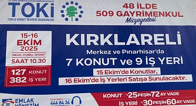Kırklareli’nde TOKİ Konut ve İş Yeri Satışı Duyuruldu